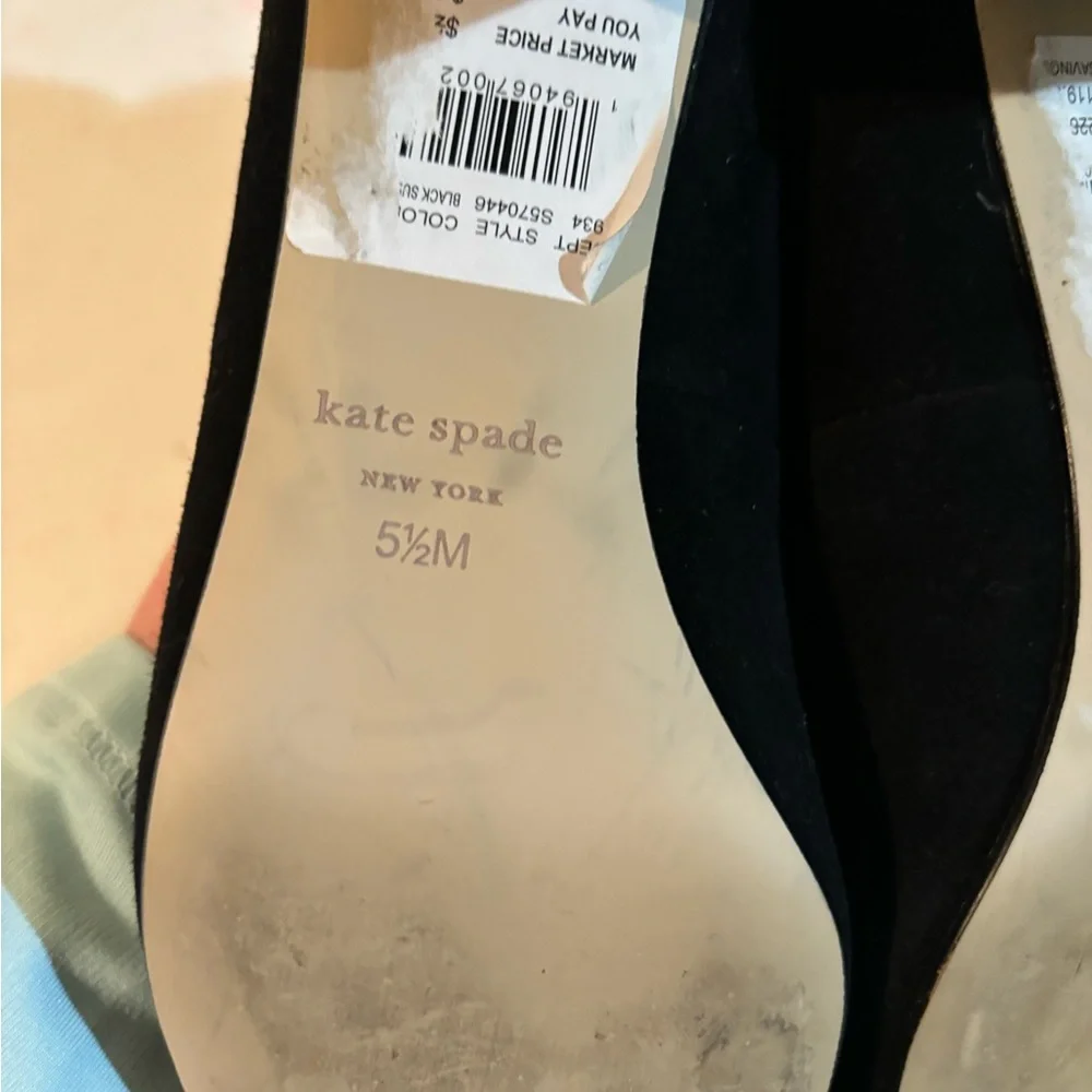 KATE SPADE Black Suede HEELS 5 1/2 M